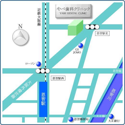 八尾市恩智の歯医者/やべ歯科クリニック地図
